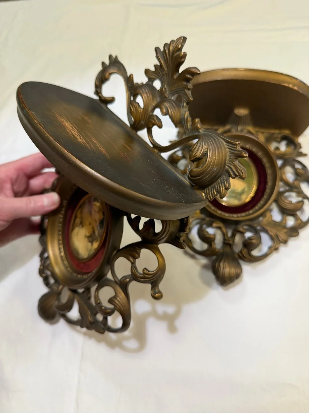 Pair of Cameo Creations Wall Shelf Sconces Victorian Hollywood Regency Gilded